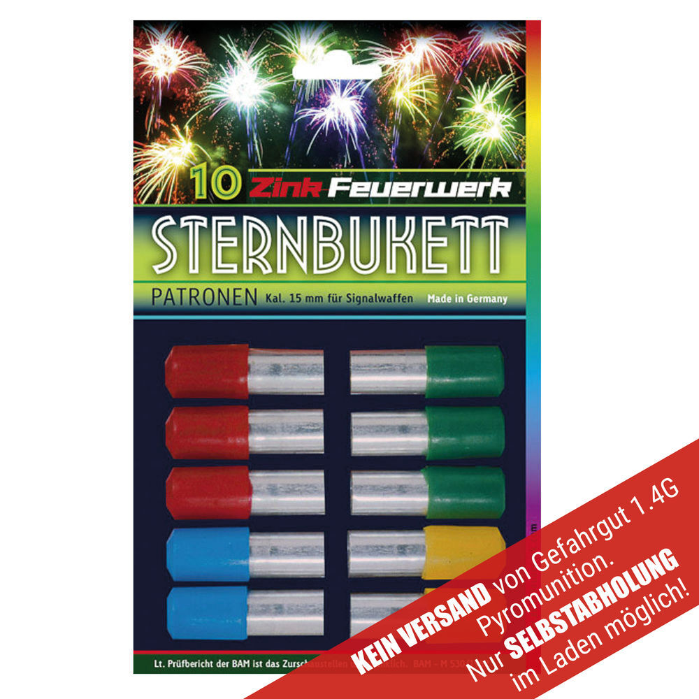 ZINK Sternbukett - 10x Feuerwerksgeschosse Kaliber 15 mm - fr Schreckschusswaffen