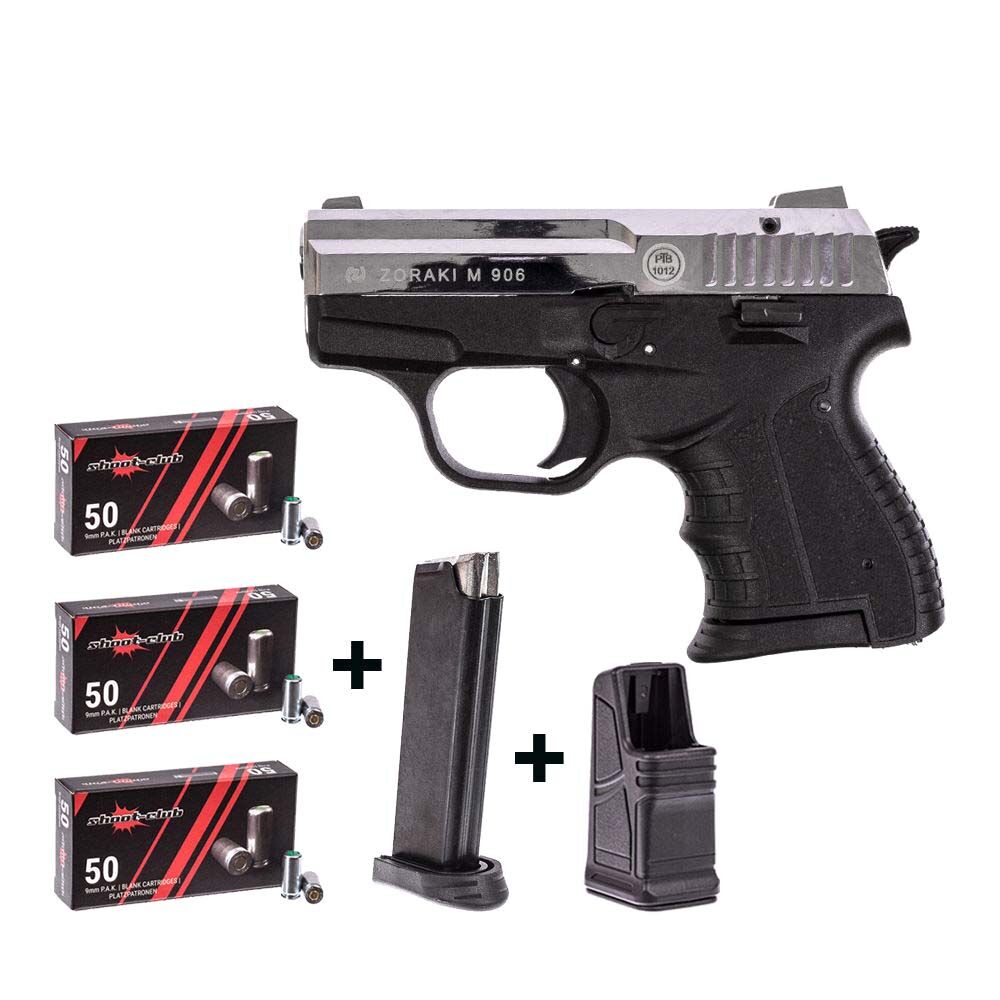 Zoraki 906 Schreckschusspistole 9 mm chrom Platzpatronen-Set