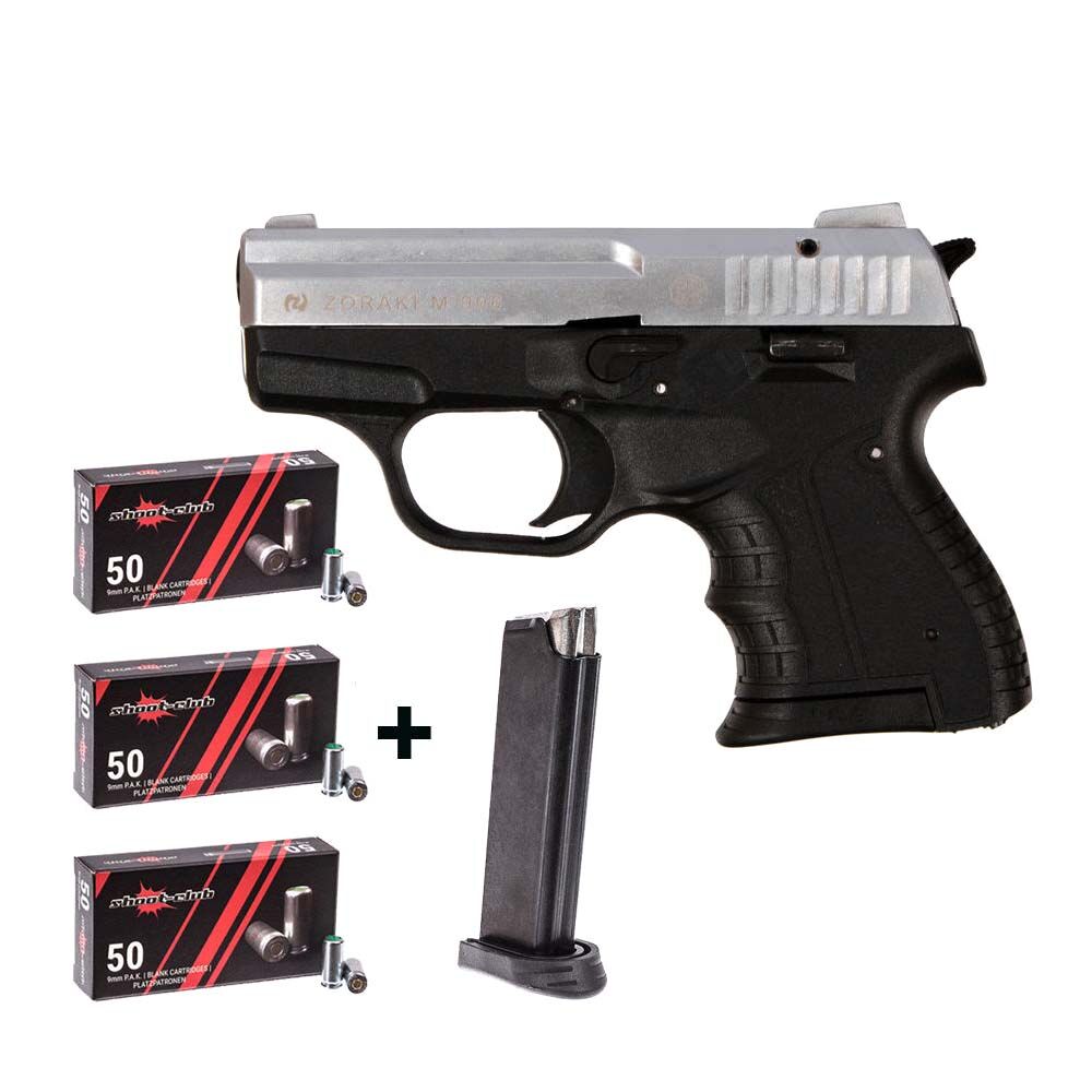 Zoraki 906 Schreckschusspistole matt-chrom 9 mm P.A.K. im Platzpatronen-Set