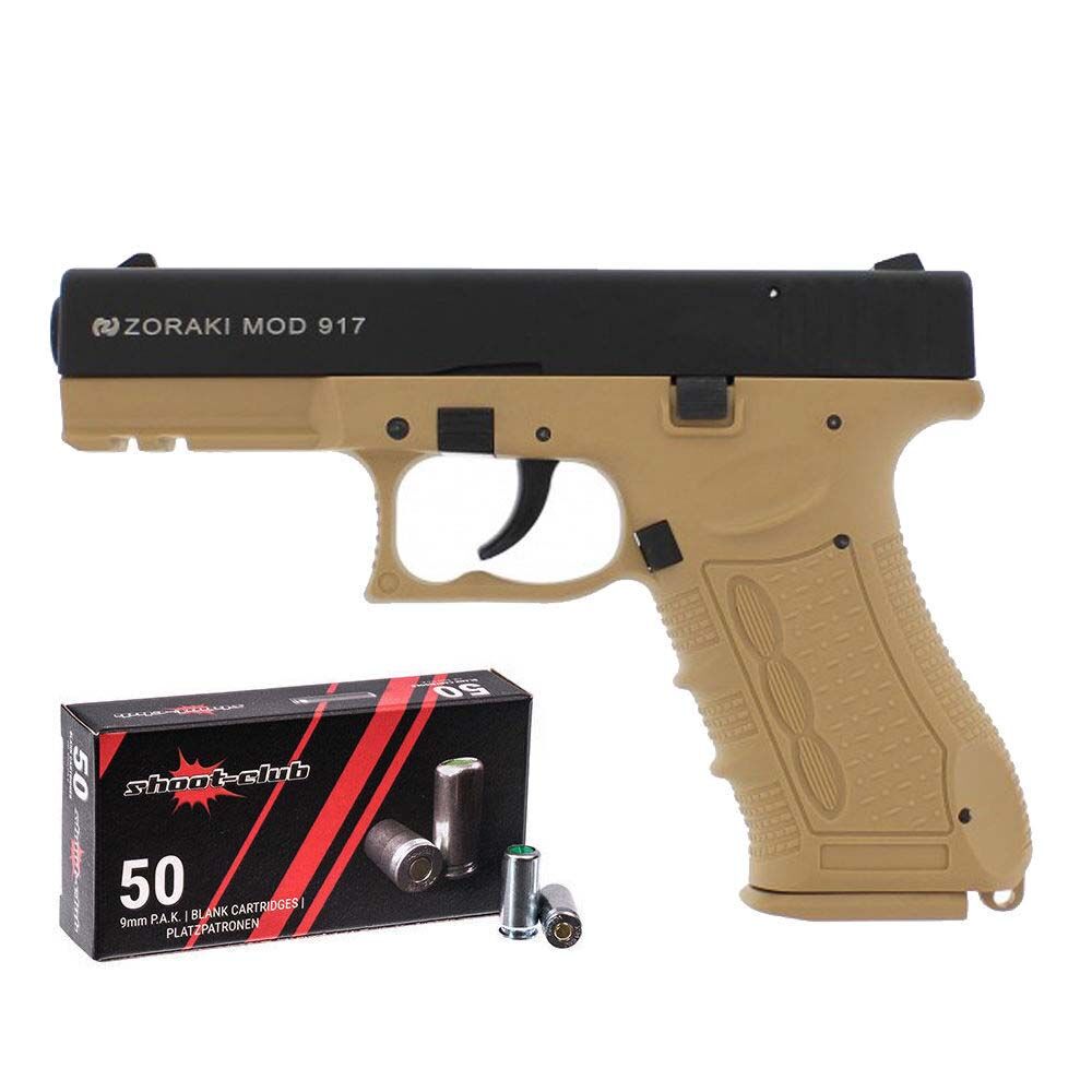 Zoraki 917 Desert Schreckschuss 9 mm P.A.K. im Set mit Platzpatronen