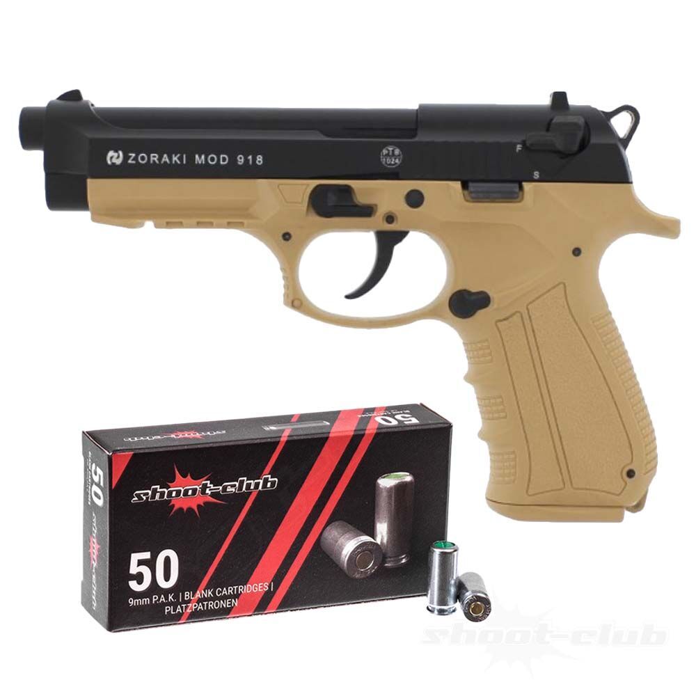 Zoraki 918-P Desert Schreckschusspistole 9 mm P.A.K. mit 50 Platzpatronen