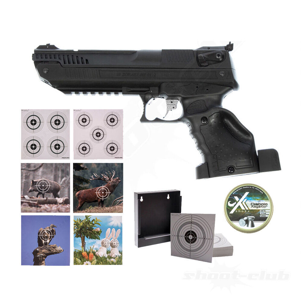 Zoraki HP01 Luftpistole Vorkompression 4,5mm Diabolo Super Target-Set