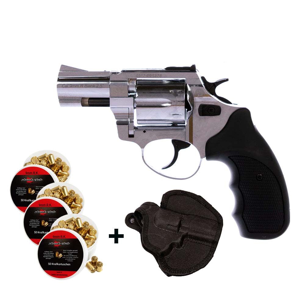 Zoraki R1 Schreckschussrevolver 2,5 Zoll Chrom 9mm R.K. im Holster-Set