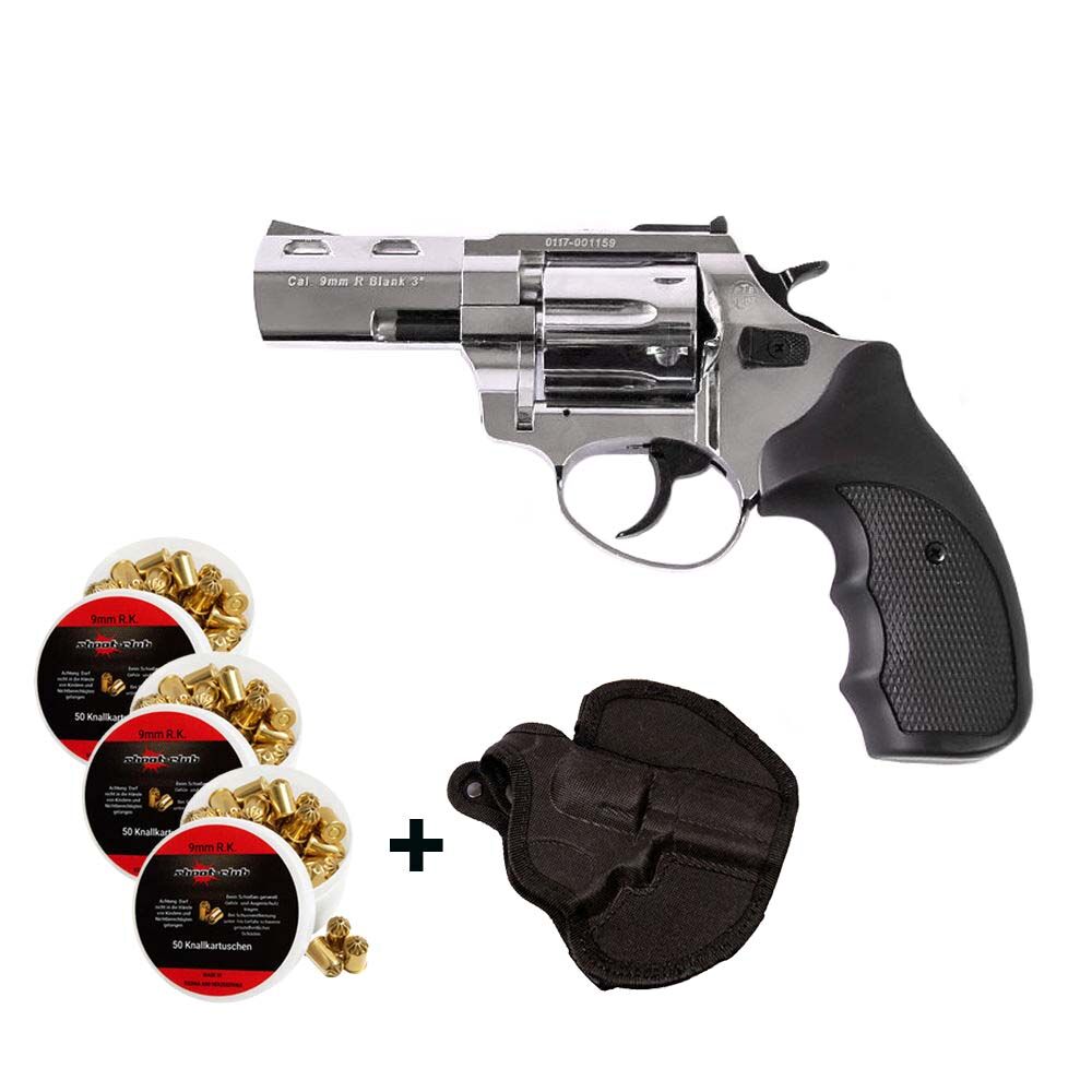 Zoraki R2 Schreckschussrevolver 3 Zoll Chrom 9mm R.K. - Holster-Set