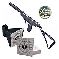 BO Langley Silencer Luftpistole Federdruck Knicklauf 4,5mm Diabolo Kugelfang Set