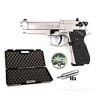 Beretta M 92 FS CO2 Pistole Nickel 4,5mm Diabolo - Koffer-Set