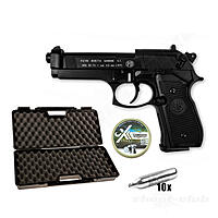 Beretta M 92 FS CO2 Pistole brüniert 4,5mm Diabolos - Koffer-Set