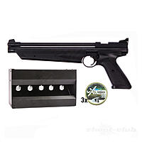 Crosman 1377 American Classic Luftpistole Vorkompression 4,5mm Diabolo schwarz Plinking Set