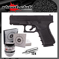 Glock 19 CO2 Pistole 4,5 mm Stahl BBs - Kugelfang-Set