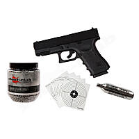 Glock 19 CO2 Pistole 4,5 mm Stahl BBs - schwarz - im Set