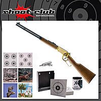 Legends Cowboy Rifle CO2 4,5 mm Stahl BBs gold im Zielscheiben Set