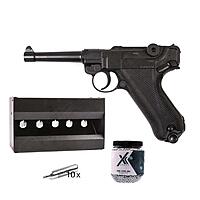 Legends P08 CO2 Pistole 4,5mm Stahl BBs schwarz im Plinking Set