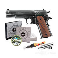 Umarex Colt Government 1911 A1 CO2 Pistole 4,5 mm Diabolo Antik-Finish Kugelfang Set