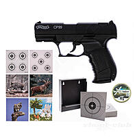 Walther CP99 CO2 Pistole 4,5mm Diabolos brniert - Zielscheiben Set