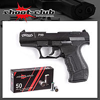 Walther P99 P.A.K. brniert mit 50 shoot-club Platzpatronen