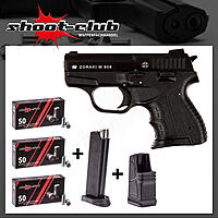 Zoraki 906 Schreckschusspistole schwarz-chrom 9 mm Platzpatronen-Set