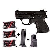 Zoraki 906 Schreckschusspistole schwarz-chrom 9 mm Platzpatronen-Set