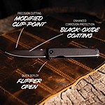 Outdoor Edge PELEUS Klappmesser 18,5 cm Flipper Messer mit schwarzer Clip-Point Klinge & G10 Griff Bild 3