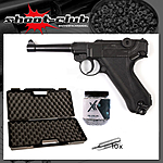 Legends P08 CO2 Pistole schwarz 4,5mm Stahl BBs Koffer-Set Bild 2