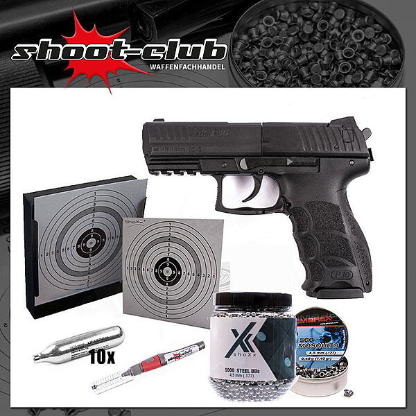 H K P30 Co2 Pistole Kal 4 5mm Diabolos Stahlkugeln Set