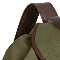 AKAH Canvas Rucksack 50x55cm - braun/grün mit Schnallenverschluss